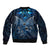 New Zealand Matariki Sleeve Zip Bomber Jacket Maori Pattern and Kiwi Bird Haka Dance Sky Night