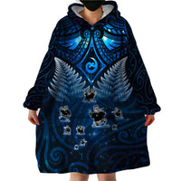 New Zealand Matariki Wearable Blanket Hoodie Maori Pattern and Kiwi Bird Haka Dance Sky Night