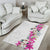 Hawaii Tropical Leaves and Flowers Area Rug Tribal Polynesian Pattern White Style