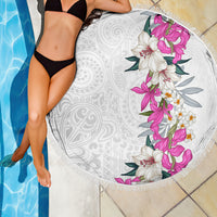 Hawaii Tropical Leaves and Flowers Beach Blanket Tribal Polynesian Pattern White Style LT03 - Polynesian Pride