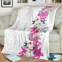 Hawaii Tropical Leaves and Flowers Blanket Tribal Polynesian Pattern White Style LT03 - Polynesian Pride