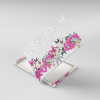 Hawaii Tropical Leaves and Flowers Canvas Wall Art Tribal Polynesian Pattern White Style LT03 With Frame White - Polynesian Pride