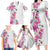 Hawaii Tropical Leaves and Flowers Family Matching Long Sleeve Bodycon Dress and Hawaiian Shirt Tribal Polynesian Pattern White Style