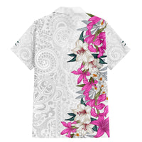Hawaii Tropical Leaves and Flowers Family Matching Mermaid Dress and Hawaiian Shirt Tribal Polynesian Pattern White Style