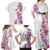 Hawaii Tropical Leaves and Flowers Family Matching Off Shoulder Maxi Dress and Hawaiian Shirt Tribal Polynesian Pattern White Style