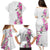 Hawaii Tropical Leaves and Flowers Family Matching Puletasi and Hawaiian Shirt Tribal Polynesian Pattern White Style