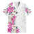 Hawaii Tropical Leaves and Flowers Family Matching Short Sleeve Bodycon Dress and Hawaiian Shirt Tribal Polynesian Pattern White Style