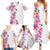 Hawaii Tropical Leaves and Flowers Family Matching Summer Maxi Dress and Hawaiian Shirt Tribal Polynesian Pattern White Style