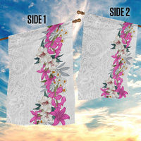 Hawaii Tropical Leaves and Flowers Garden Flag Tribal Polynesian Pattern White Style LT03 - Polynesian Pride
