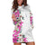 Hawaii Tropical Leaves and Flowers Hoodie Dress Tribal Polynesian Pattern White Style