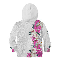 Hawaii Tropical Leaves and Flowers Kid Hoodie Tribal Polynesian Pattern White Style LT03 - Polynesian Pride