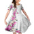 Hawaii Tropical Leaves and Flowers Kid Short Sleeve Dress Tribal Polynesian Pattern White Style