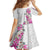 Hawaii Tropical Leaves and Flowers Kid Short Sleeve Dress Tribal Polynesian Pattern White Style