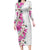 Hawaii Tropical Leaves and Flowers Long Sleeve Bodycon Dress Tribal Polynesian Pattern White Style