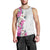 Hawaii Tropical Leaves and Flowers Men Tank Top Tribal Polynesian Pattern White Style