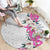 Hawaii Tropical Leaves and Flowers Round Carpet Tribal Polynesian Pattern White Style