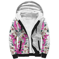 Hawaii Tropical Leaves and Flowers Sherpa Hoodie Tribal Polynesian Pattern White Style LT03 Unisex White - Polynesian Pride