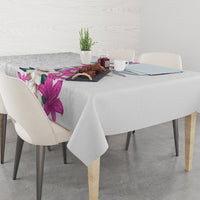 Hawaii Tropical Leaves and Flowers Tablecloth Tribal Polynesian Pattern White Style LT03 - Polynesian Pride