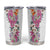 Hawaii Tropical Leaves and Flowers Tumbler Cup Tribal Polynesian Pattern White Style