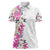 Hawaii Tropical Leaves and Flowers Women Polo Shirt Tribal Polynesian Pattern White Style