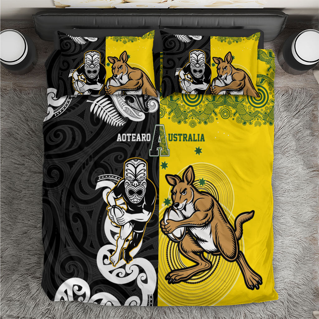 Aotearoa New Zealand and Australia Rugby Bedding Set Maori Koru and Aboriginal Dot Art Cultural Heritage LT03 Multicolor - Polynesian Pride