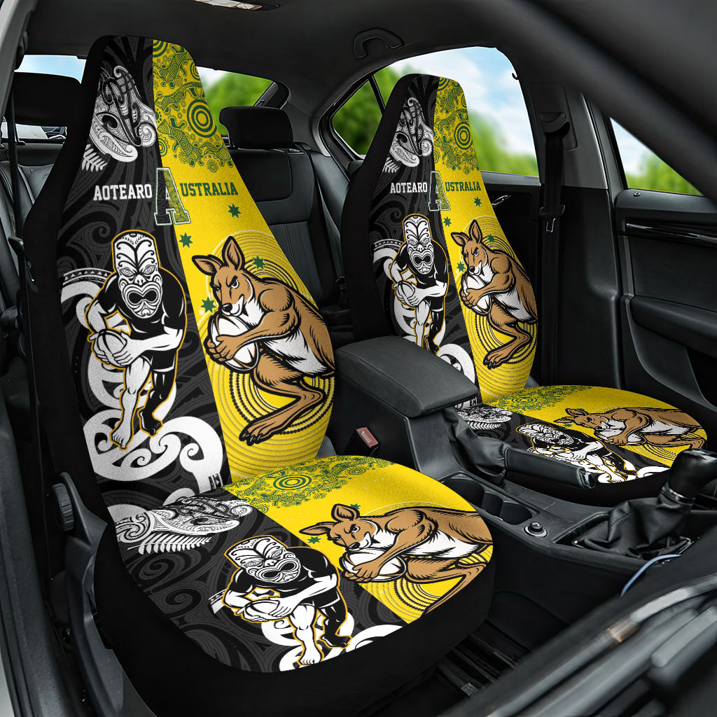 Aotearoa New Zealand and Australia Rugby Car Seat Cover Maori Koru and Aboriginal Dot Art Cultural Heritage LT03 One Size Multicolor - Polynesian Pride