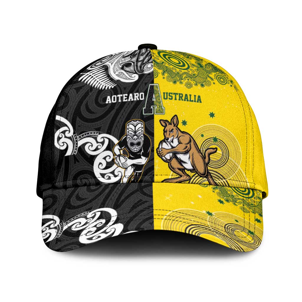 Aotearoa New Zealand and Australia Rugby Classic Cap Maori Koru and Aboriginal Dot Art Cultural Heritage LT03 Universal Fit Multicolor - Polynesian Pride
