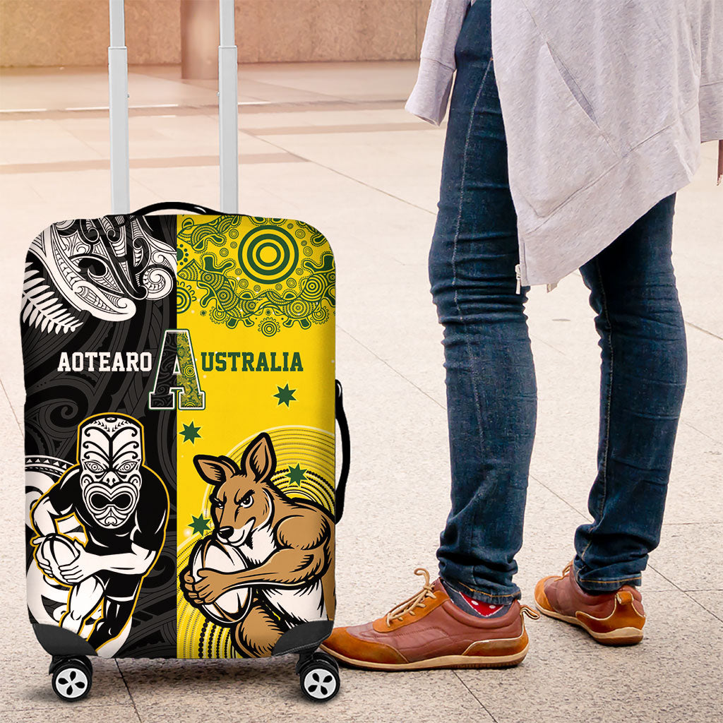 Aotearoa New Zealand and Australia Rugby Luggage Cover Maori Koru and Aboriginal Dot Art Cultural Heritage LT03 Multicolor - Polynesian Pride