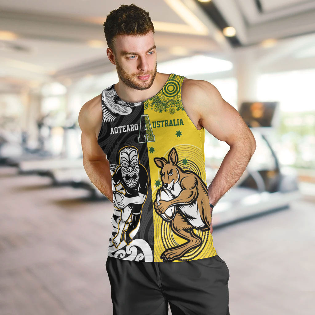 Aotearoa New Zealand and Australia Rugby Personalized Men Tank Top Maori Koru and Aboriginal Dot Art Cultural Heritage LT03 Multicolor - Polynesian Pride