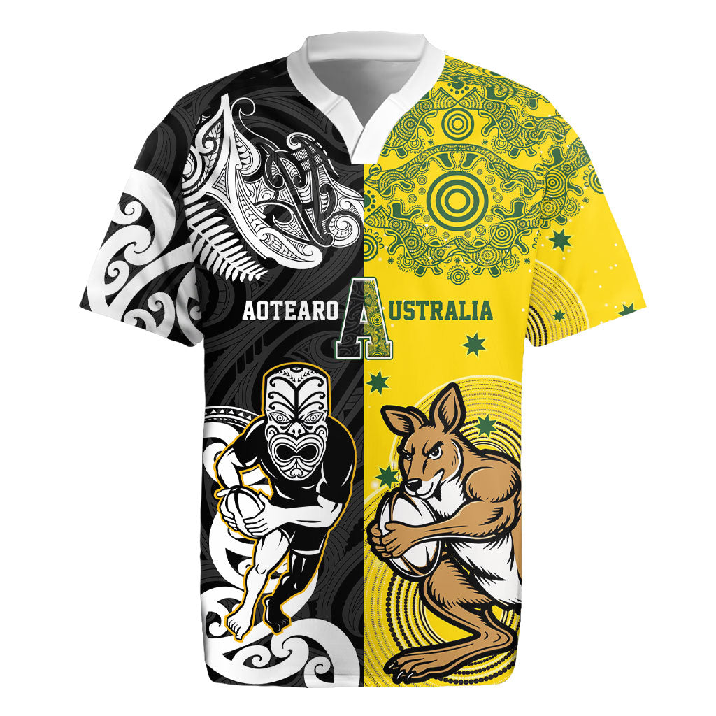 Aotearoa New Zealand and Australia Rugby Personalized Rugby Jersey Maori Koru and Aboriginal Dot Art Cultural Heritage LT03 Multicolor - Polynesian Pride