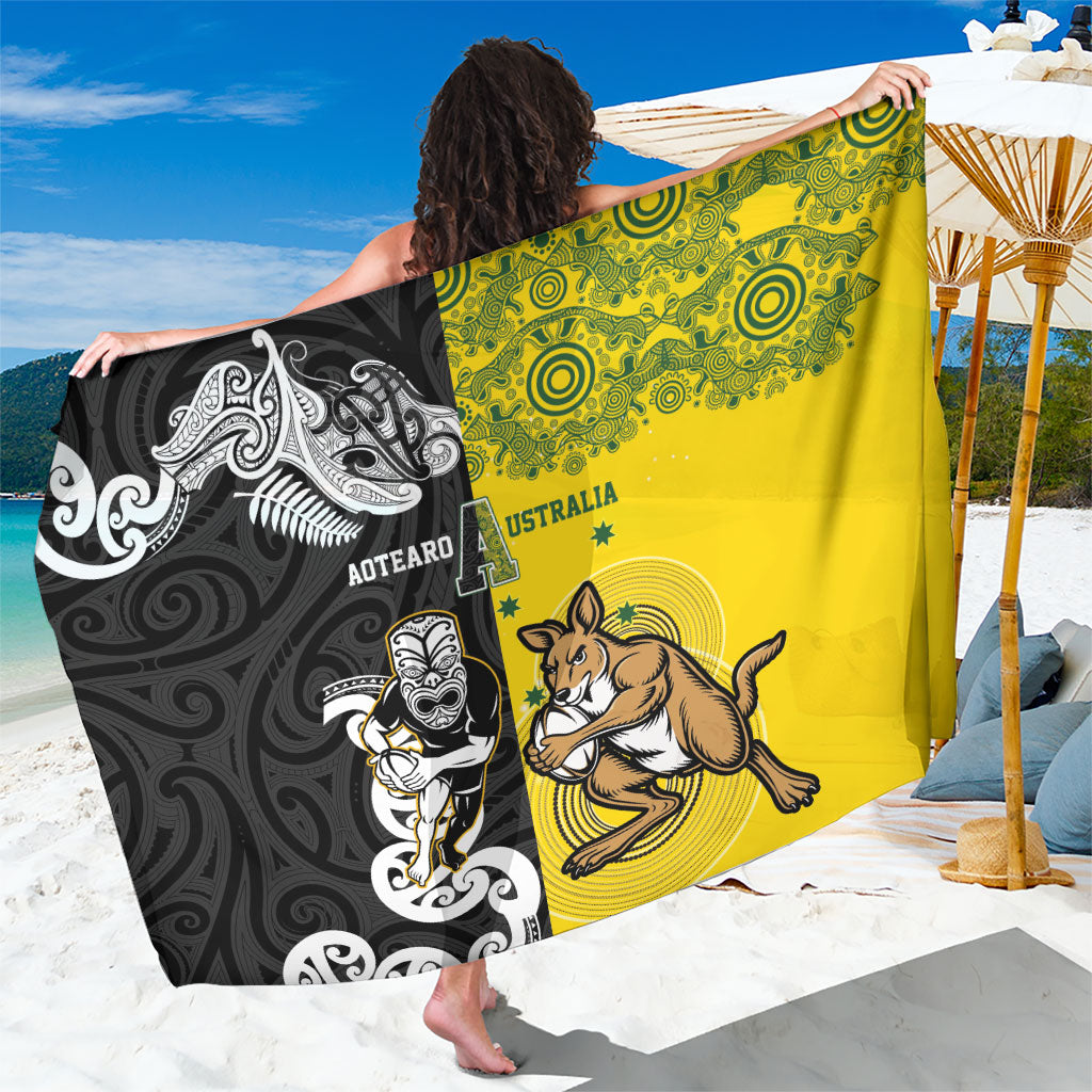Aotearoa New Zealand and Australia Rugby Sarong Maori Koru and Aboriginal Dot Art Cultural Heritage LT03 One Size 44 x 66 inches Multicolor - Polynesian Pride