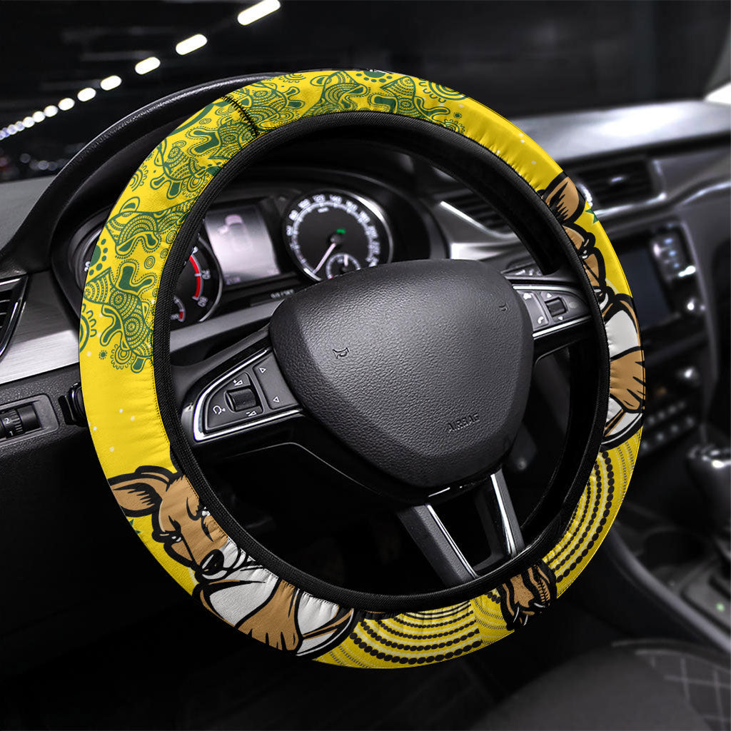 Aotearoa New Zealand and Australia Rugby Steering Wheel Cover Maori Koru and Aboriginal Dot Art Cultural Heritage LT03 Universal Fit Multicolor - Polynesian Pride