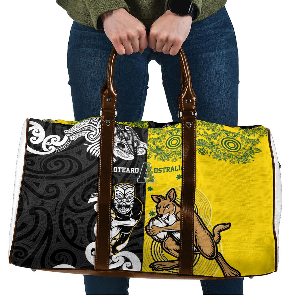 Aotearoa New Zealand and Australia Rugby Travel Bag Maori Koru and Aboriginal Dot Art Cultural Heritage LT03 Multicolor - Polynesian Pride