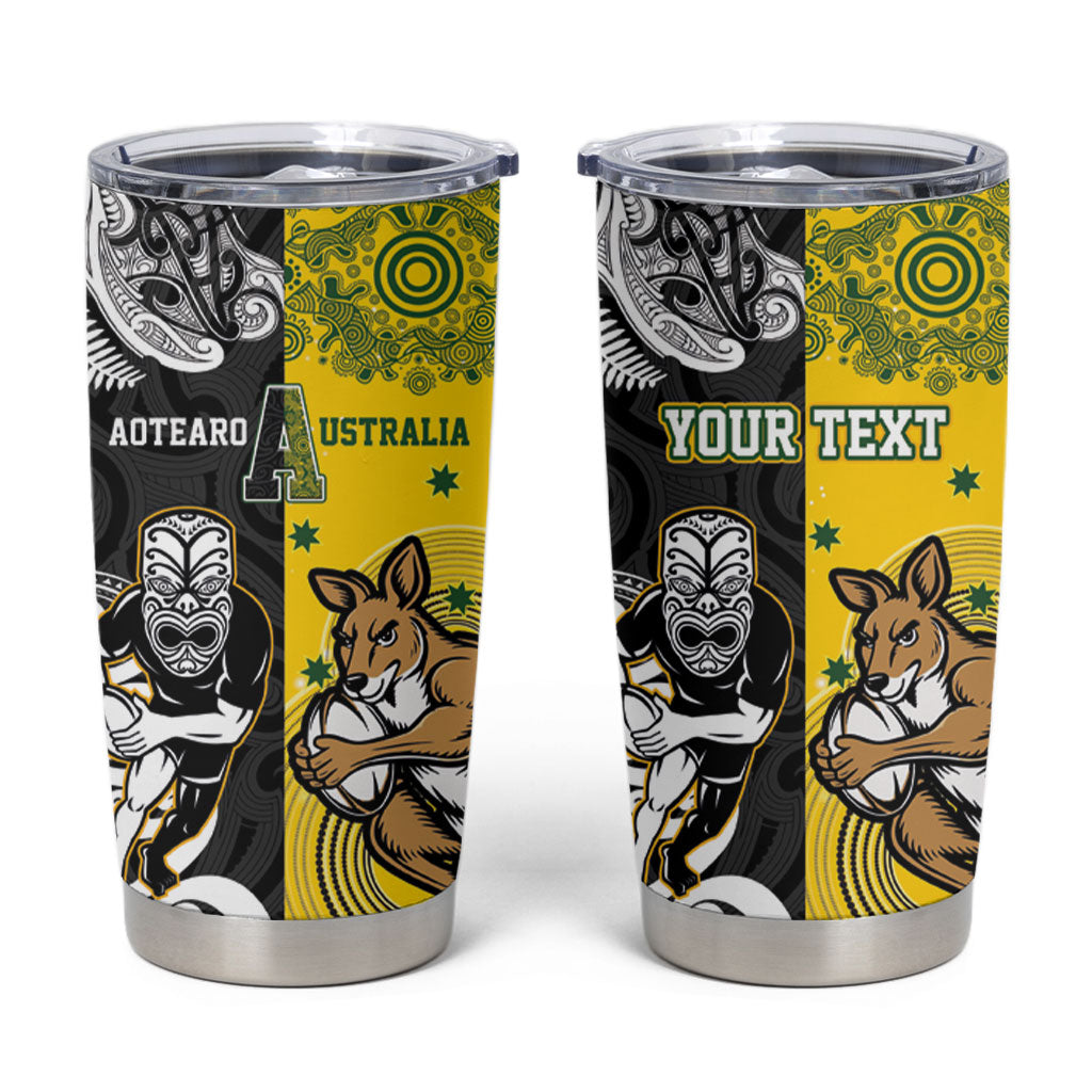 Aotearoa New Zealand and Australia Rugby Personalized Tumbler Cup Maori Koru and Aboriginal Dot Art Cultural Heritage LT03 Multicolor - Polynesian Pride