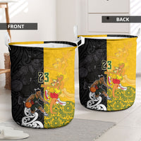 Aotearoa New Zealand And Australia Basketball Custom Laundry Basket Maori Tribal Tattoo And Aboriginal Dot Art Heritage