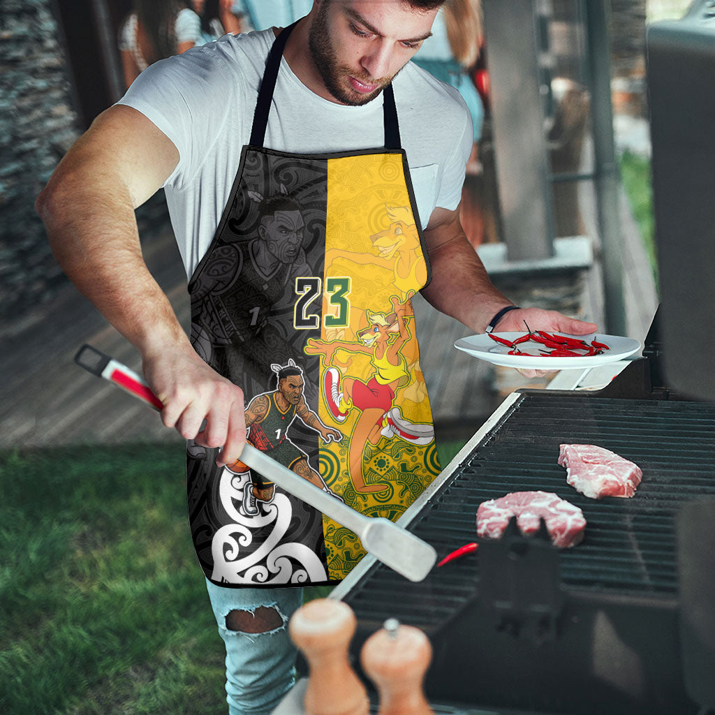 Aotearoa New Zealand And Australia Basketball Custom Apron Maori Tribal Tattoo And Aboriginal Dot Art Heritage