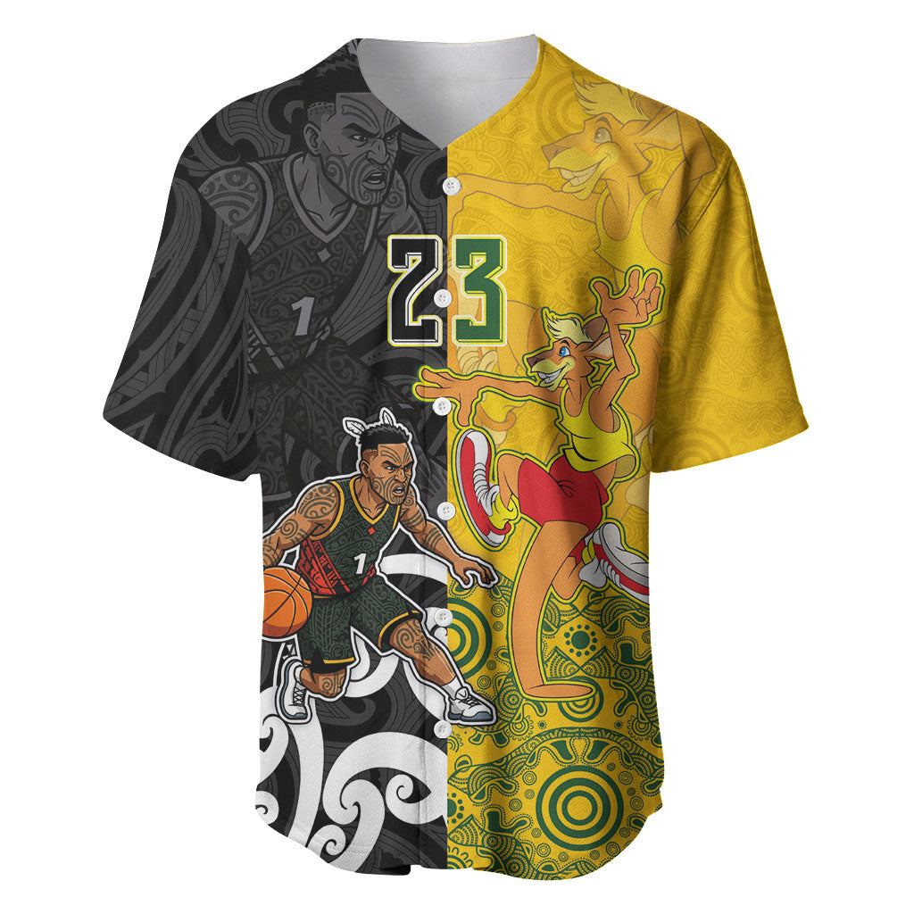 Aotearoa New Zealand And Australia Basketball Custom Baseball Jersey Maori Tribal Tattoo And Aboriginal Dot Art Heritage