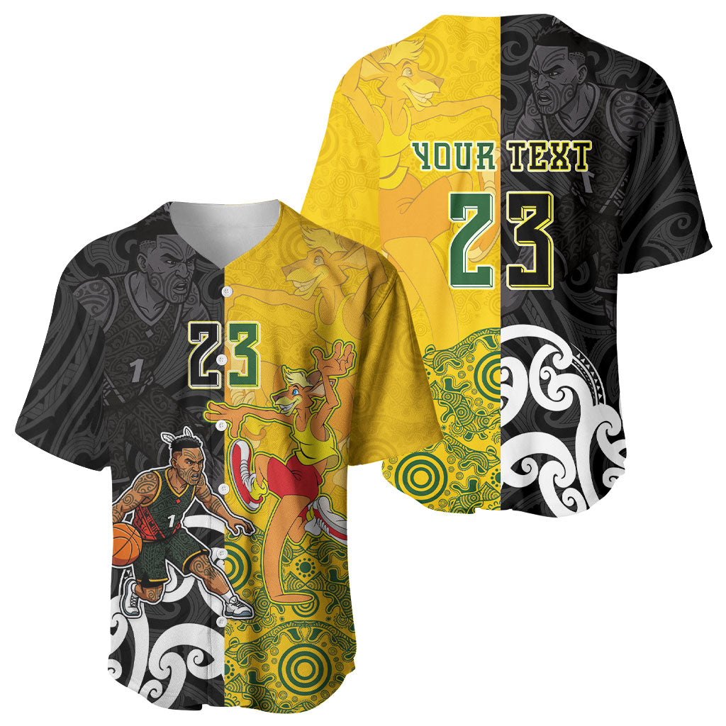 Aotearoa New Zealand And Australia Basketball Custom Baseball Jersey Maori Tribal Tattoo And Aboriginal Dot Art Heritage