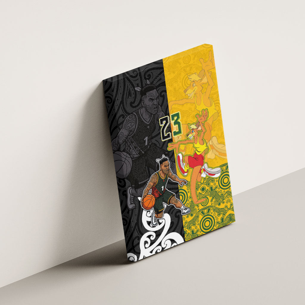 Aotearoa New Zealand And Australia Basketball Custom Canvas Wall Art Maori Tribal Tattoo And Aboriginal Dot Art Heritage