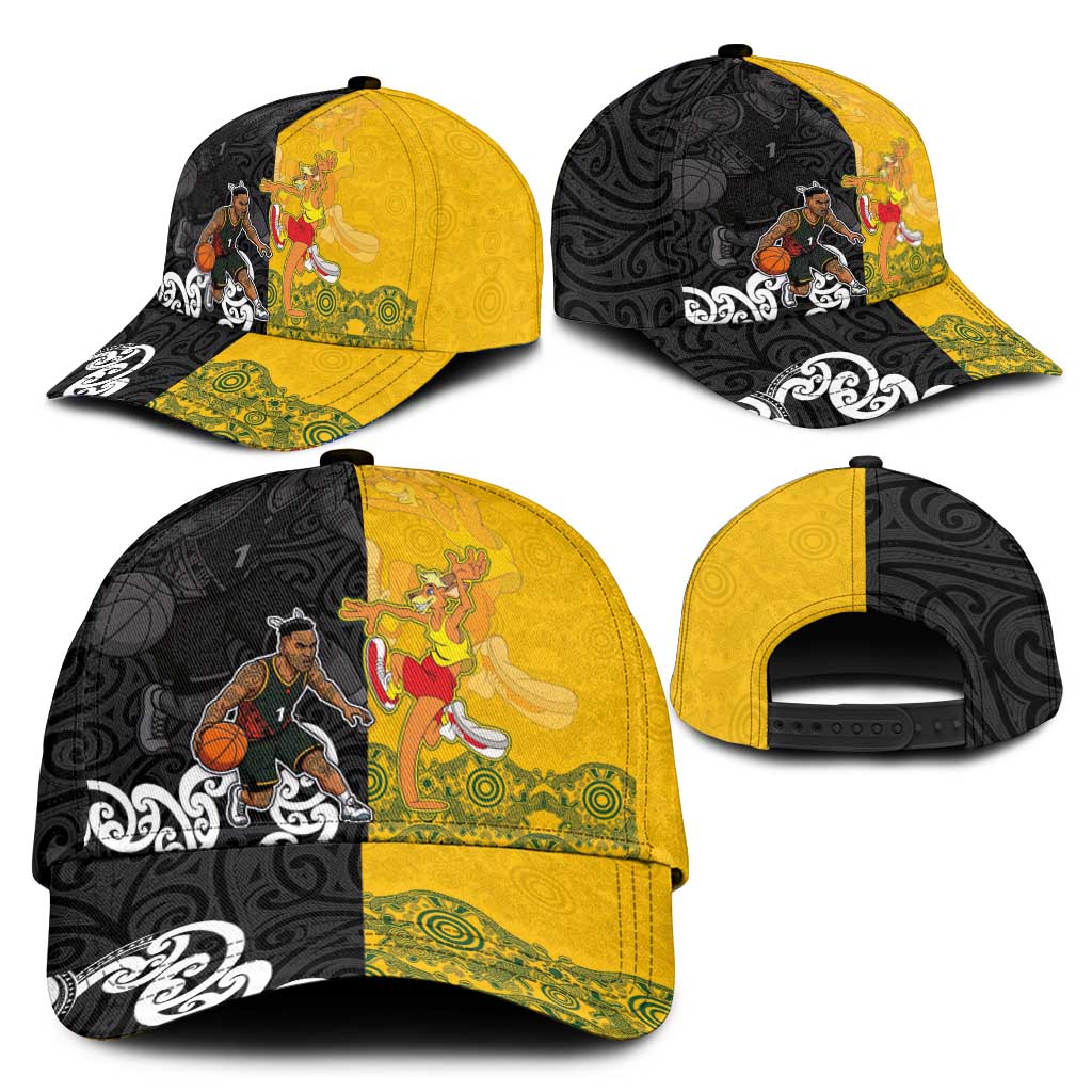 Aotearoa New Zealand And Australia Basketball Classic Cap Maori Tribal Tattoo And Aboriginal Dot Art Heritage