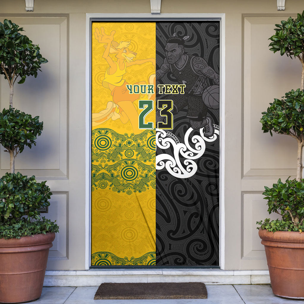 Aotearoa New Zealand And Australia Basketball Custom Door Cover Maori Tribal Tattoo And Aboriginal Dot Art Heritage