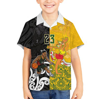 Aotearoa New Zealand And Australia Basketball Custom Family Matching Summer Maxi Dress and Hawaiian Shirt Maori Tribal Tattoo And Aboriginal Dot Art Heritage