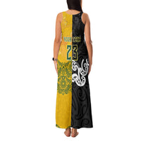 Aotearoa New Zealand And Australia Basketball Custom Family Matching Tank Maxi Dress and Hawaiian Shirt Maori Tribal Tattoo And Aboriginal Dot Art Heritage