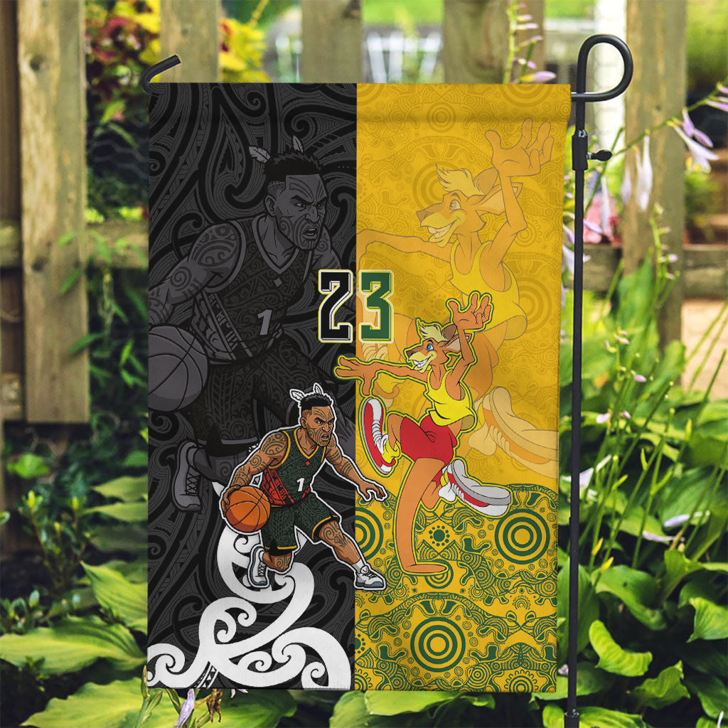 Aotearoa New Zealand And Australia Basketball Custom Garden Flag Maori Tribal Tattoo And Aboriginal Dot Art Heritage