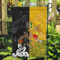 Aotearoa New Zealand And Australia Basketball Custom Garden Flag Maori Tribal Tattoo And Aboriginal Dot Art Heritage