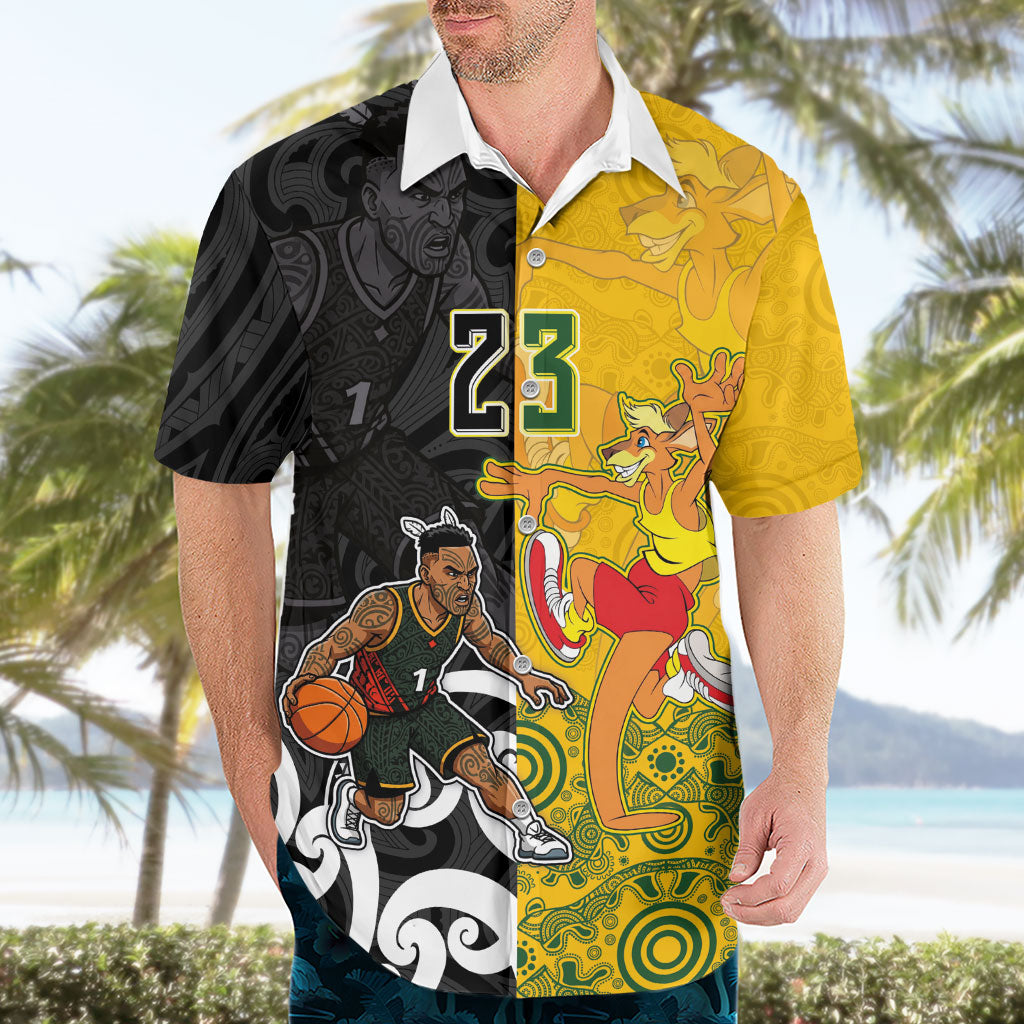 Aotearoa New Zealand And Australia Basketball Custom Hawaiian Shirt Maori Tribal Tattoo And Aboriginal Dot Art Heritage
