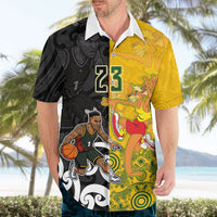 Aotearoa New Zealand And Australia Basketball Custom Hawaiian Shirt Maori Tribal Tattoo And Aboriginal Dot Art Heritage