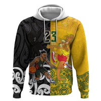 Aotearoa New Zealand And Australia Basketball Custom Hoodie Maori Tribal Tattoo And Aboriginal Dot Art Heritage