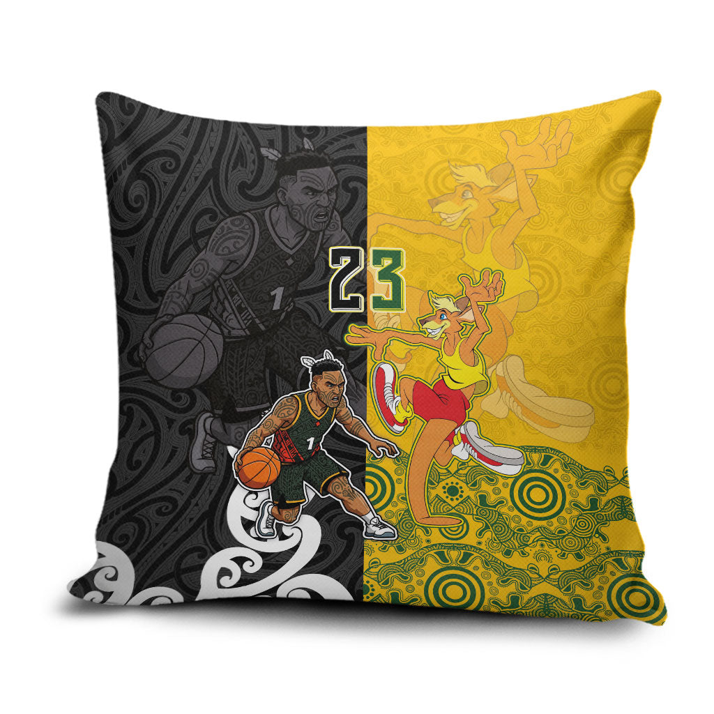 Aotearoa New Zealand And Australia Basketball Custom Pillow Cover Maori Tribal Tattoo And Aboriginal Dot Art Heritage