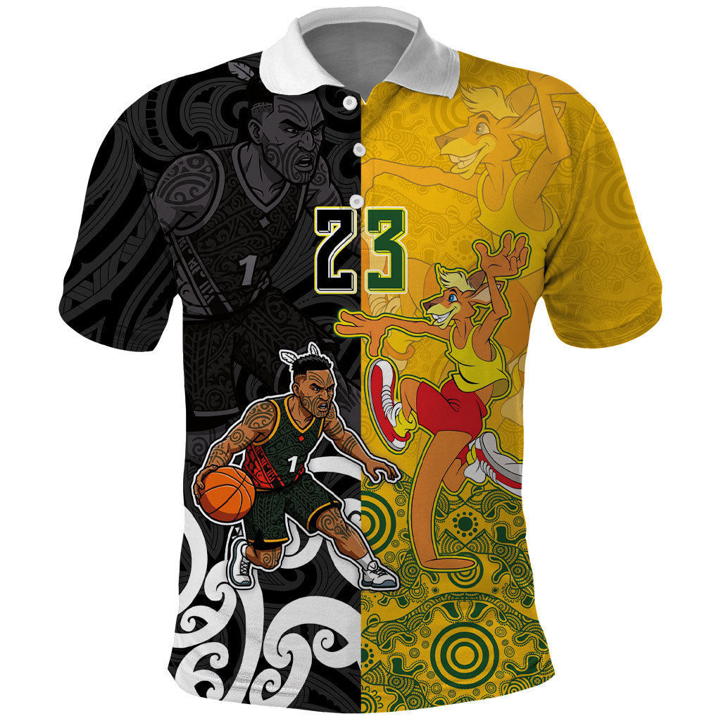 Aotearoa New Zealand And Australia Basketball Custom Polo Shirt Maori Tribal Tattoo And Aboriginal Dot Art Heritage